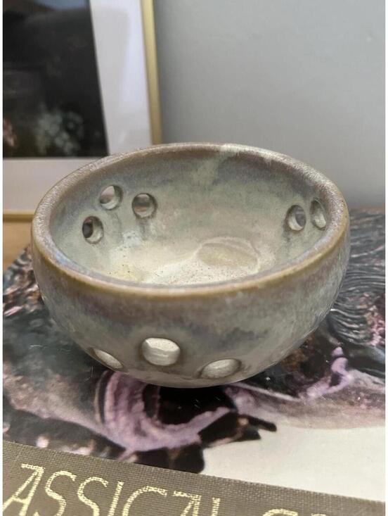 Other - Vintage Studio Pottery Candle Holder Bowl w/ Holes Rustic Glaze Artisan Ceramic
